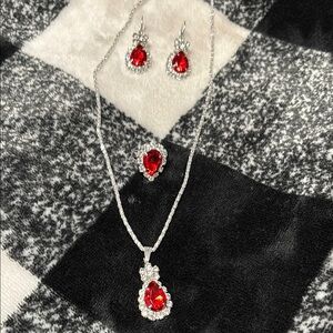 Red and clear crystal jewelry set
